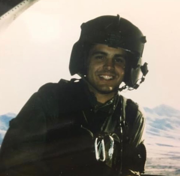 Dr. Joseph Blythe in military flight gear during his service with the U.S. Army